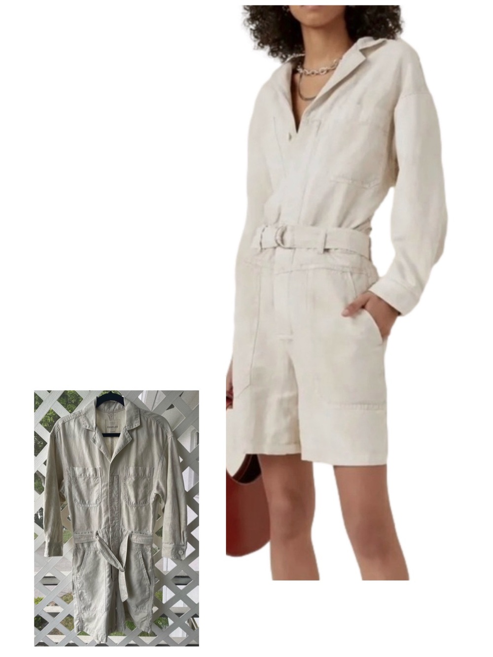 Citizens of Humanity Willa Utility Romper XS Sand Castle Beige Belted